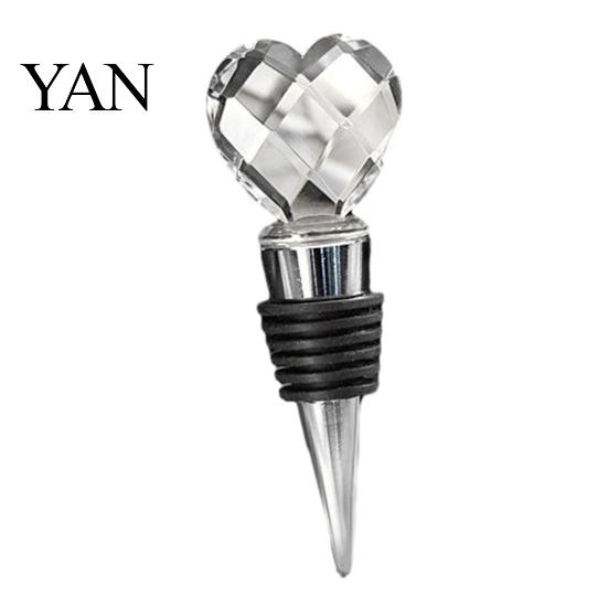 Chrome Bottle Stopper Crystal Heart Shape Wedding Favor Drink Reception