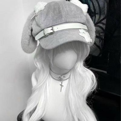 Original Grey Puppy Ear Beret: Cute Otaku Subculture Hat