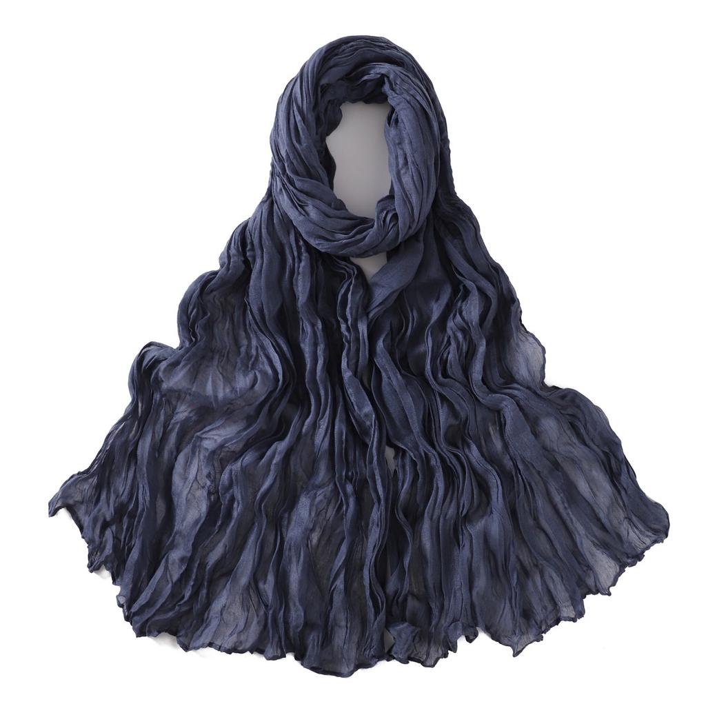 Autumn New Crumpled Scarf For Women Girls Students Solid Color Cotton Voile Thin Scarves Soft Knitting Shawl Female Wrap Shawls