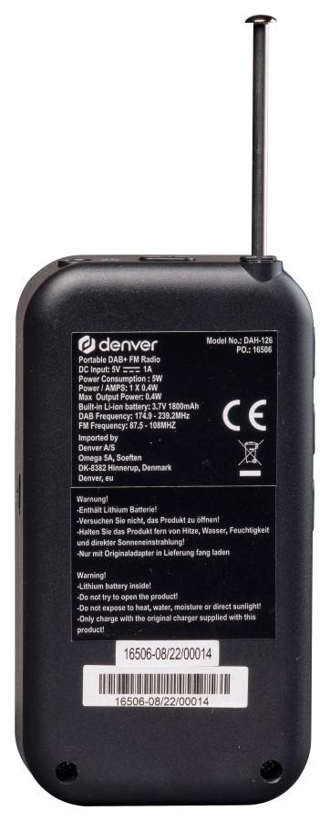 DENVER DAH-126 - Radio de buzunar cu tuner DAB+ și FM, Denver