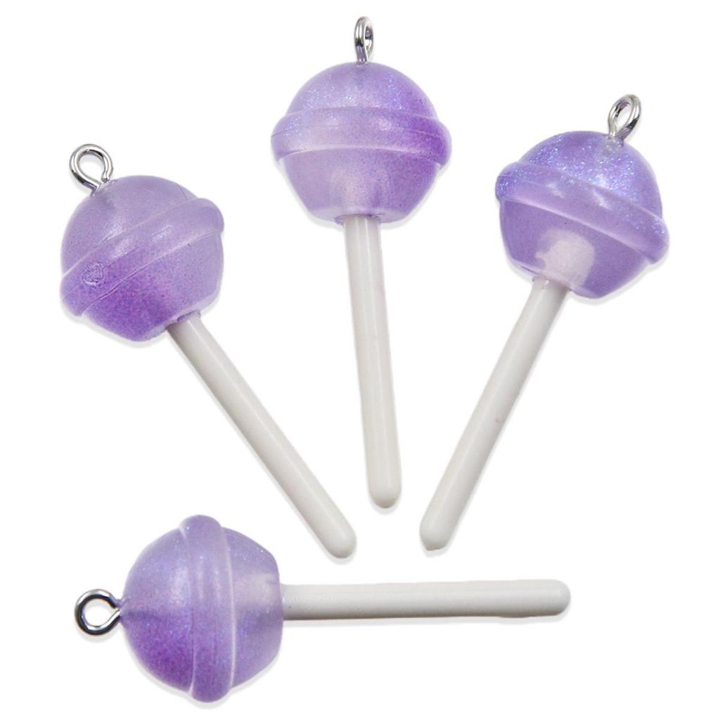 Handmade Glitter Lollipop Resin Star & Heart Pendants - Set of 3 DIY Color Sticks