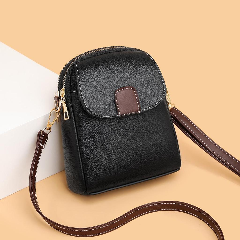 2025 Trendy Mykt Skinn Enkel Skulder Crossbody Telefonveske for Kvinner – Allsidig Europeisk & Amerikansk Stil