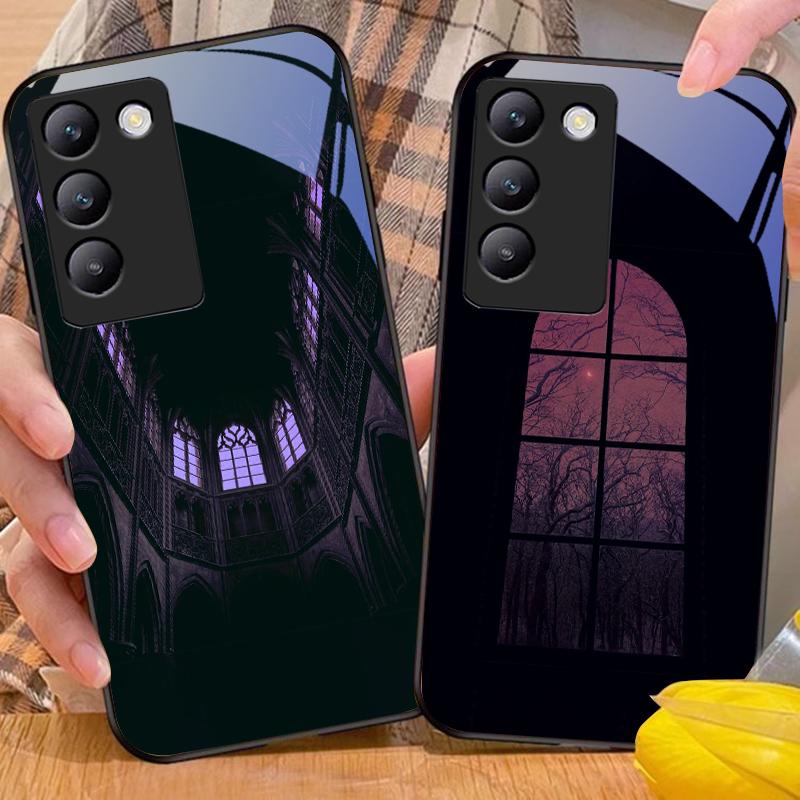 The Dark House For Y72 33S 11 03 36 96 Lite 35 16 Iqoo 12 V40 SE 5G 29 40 21 30 X80 Pro Vivo Tempered Glass Phone Case Black