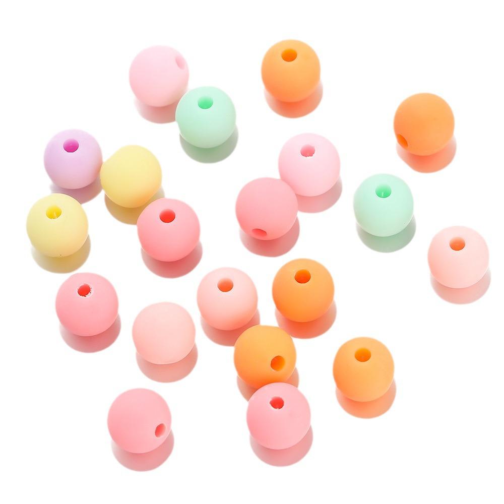 6/8mm Frosted Candy Acrylic Beads - Matte Solid Color, Round with Straight Hole for DIY Handmade Jewelry.