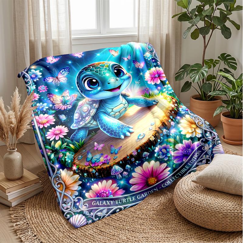 Jeweled Turtle Garden Theme blanket Lightweight Warm Flannel Blanket Decorative Throw Blanket for Home Decoration