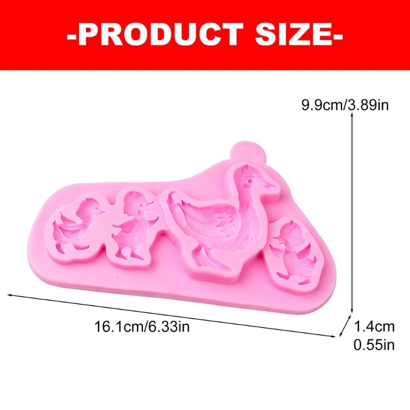 Create 4 Duck Figures at Once with a Flexible Fondant Casting Molds for Cake Decorations, Chocolate, Candy, and Crafts
