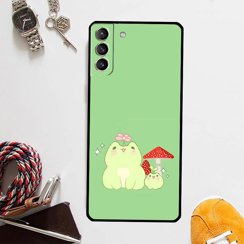 Mint Green The Frog Mushroom Case For Samsung Galaxy S25 Ultra S20 S21 S22 S23 Plus S24 Ultra S9 S10 S25 FE Cover Coque