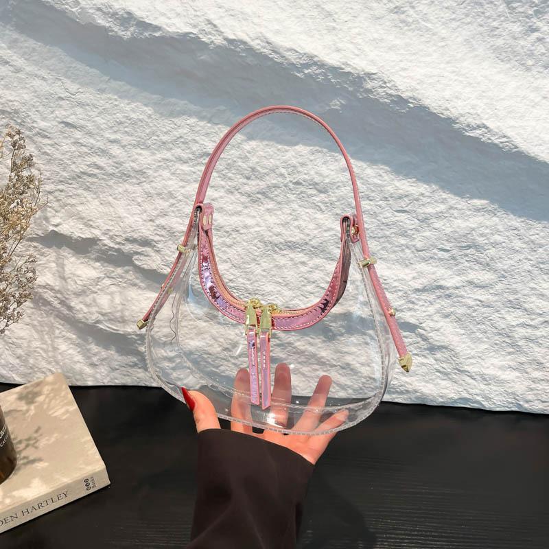 Handbag Transparent Women Summer Fashion Crescent Bag Zipper Closure Bags Travel