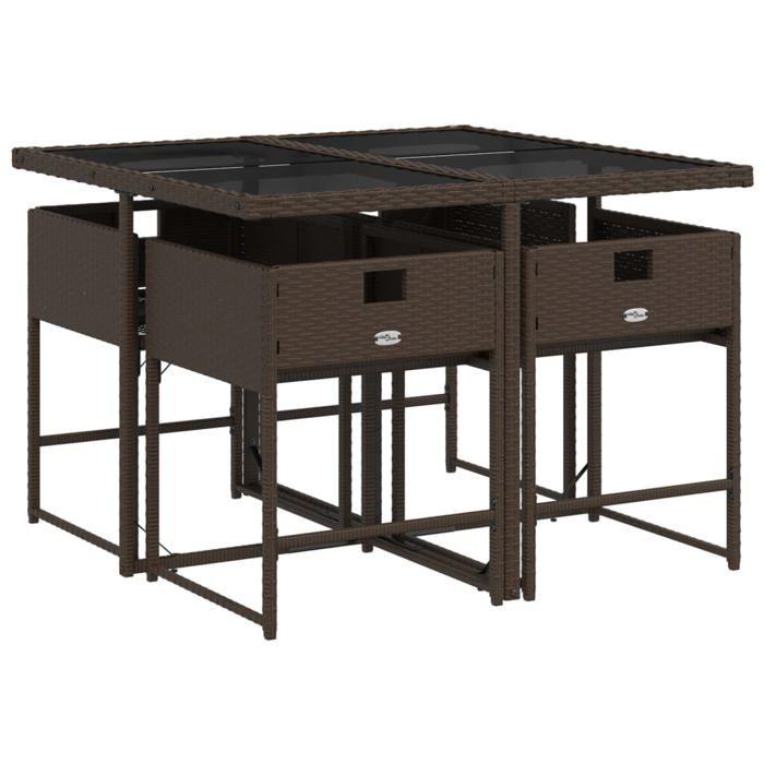 VidaXL 5-Piece Garden Dining Set with Cushions, Table and Folding Back Chairs, Outdoor Patio Furniture 3211257