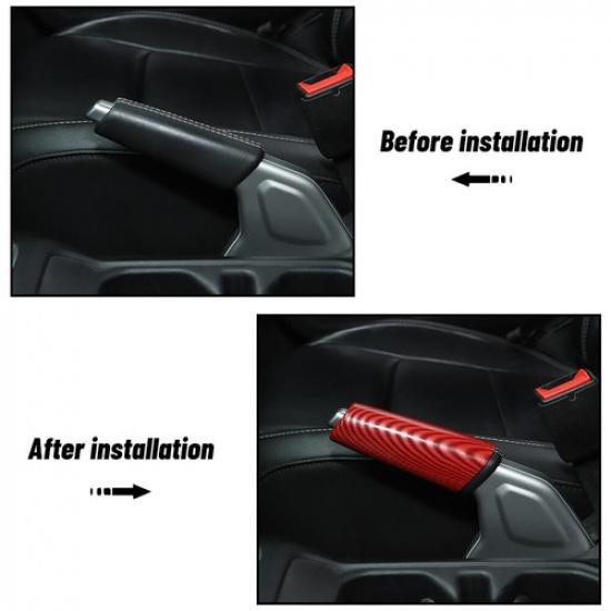 Console Center Handbrake Decor rim for Jeep Wrangler JL JT 18+ Red Carbon Fiber