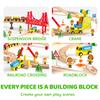 Joyfy 60 Pcs Kids Train Toys Wooden Tracks & 6 Magnetic Trains Expandable Train Set for Toddlers Birthday Christmas Gifts
