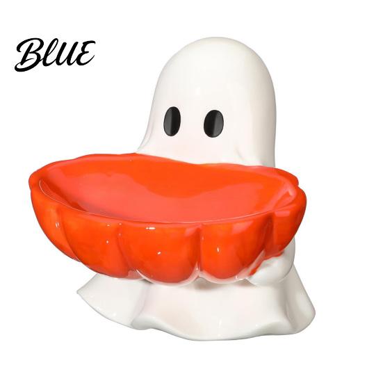 Resin Table Centerpiece Halloween Candy Bowl Pumpkin Ghost Shaped Dish Spooky Serving Novelty Snack Tray for Cookie Dessert Party Trick