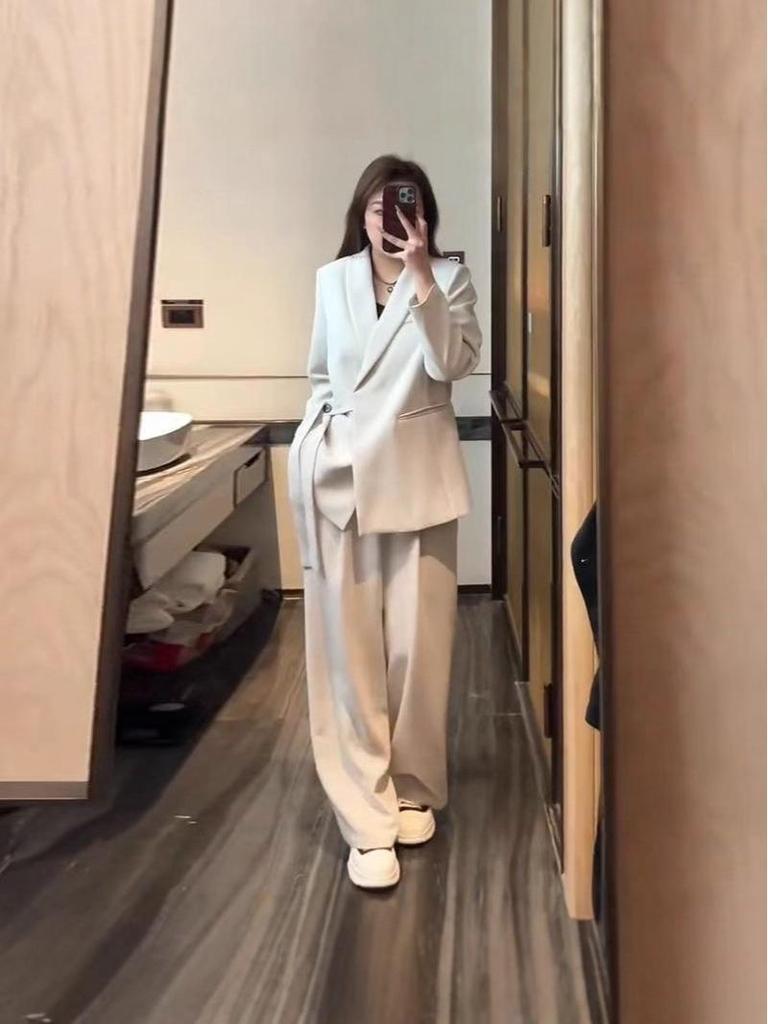 Southeast Asia Spring/Autumn Korean Style Women's Plus Size Casual Suit with Wide-Leg Pants