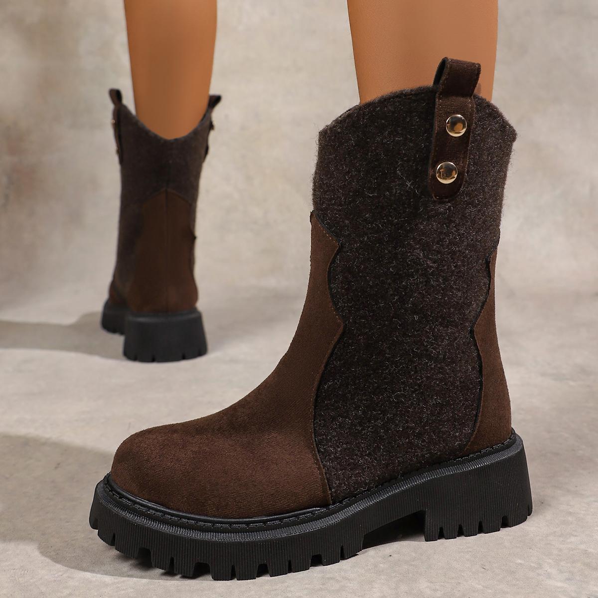 

in Spring and Autumn Thick Soled Elegant Casual Women s Boots Fashionable New Round Toe Comfortable Knight Boots 35