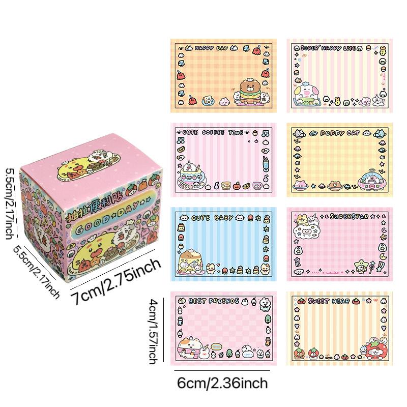 Cartoon Capybara Sticky Notes - Tearable, Adhesive Student Memo Stickers 256 Sticky Notes/Box