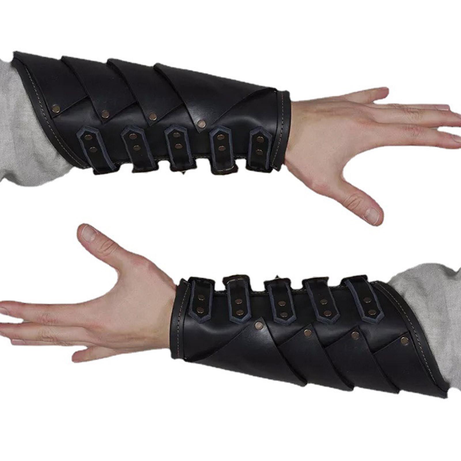 

Готические наручи с регулируемой пряжкой, панк, воин, ренессанс, пират, рыцари, ПУ браслет пирата чёрный