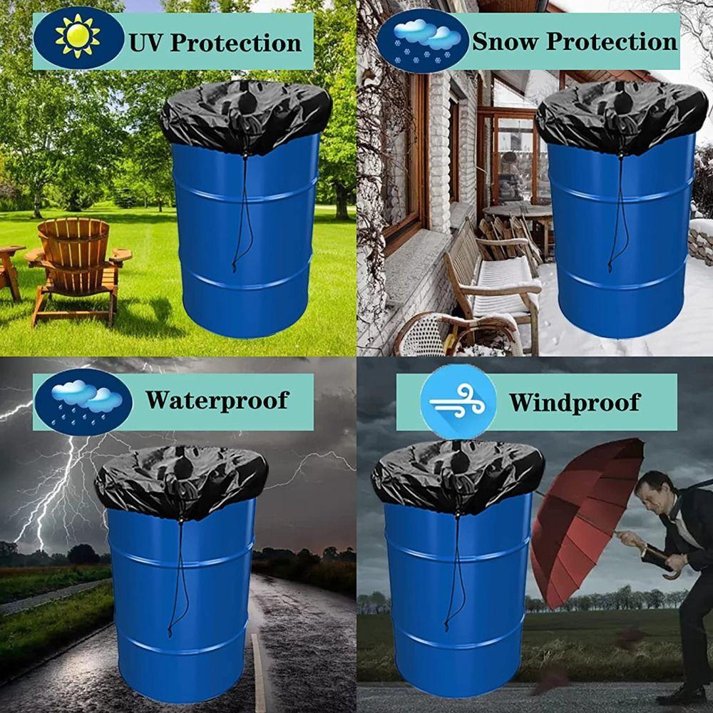 Oxford Cloth 55 Gallon Drum Cover with Drawcord Rain Barrel Dustproof Cover  Water Tanks