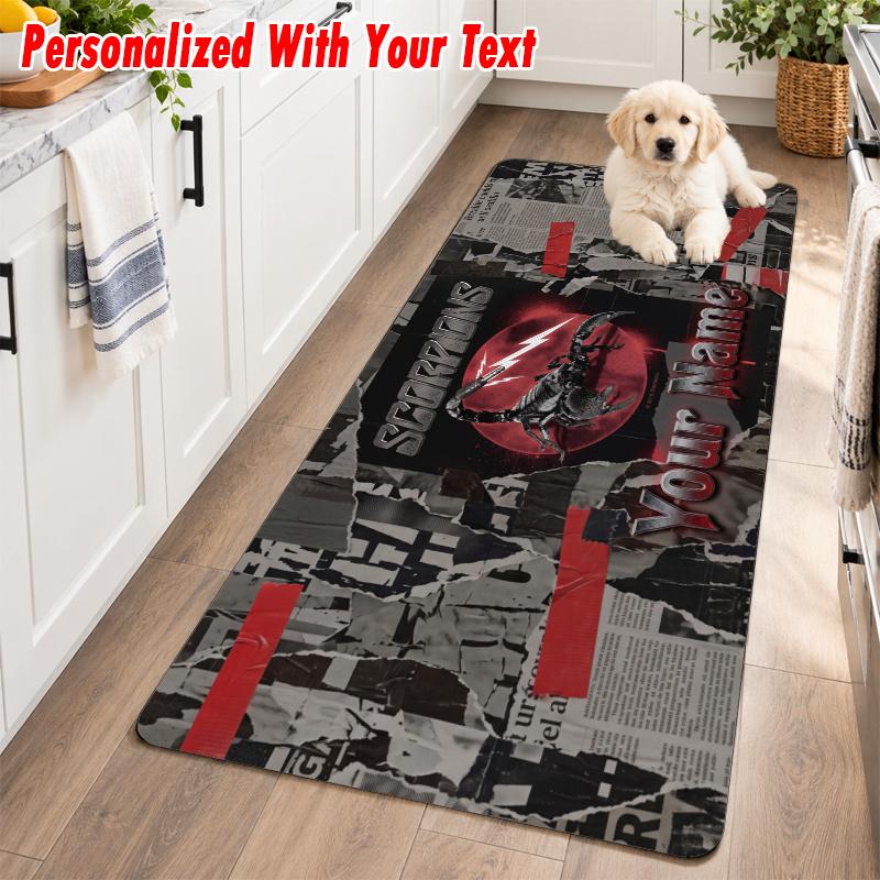 Scorpions Custom Name Flannel Rug Kitchen Mat Non Slip Floor Carpet Personalized Home Decor