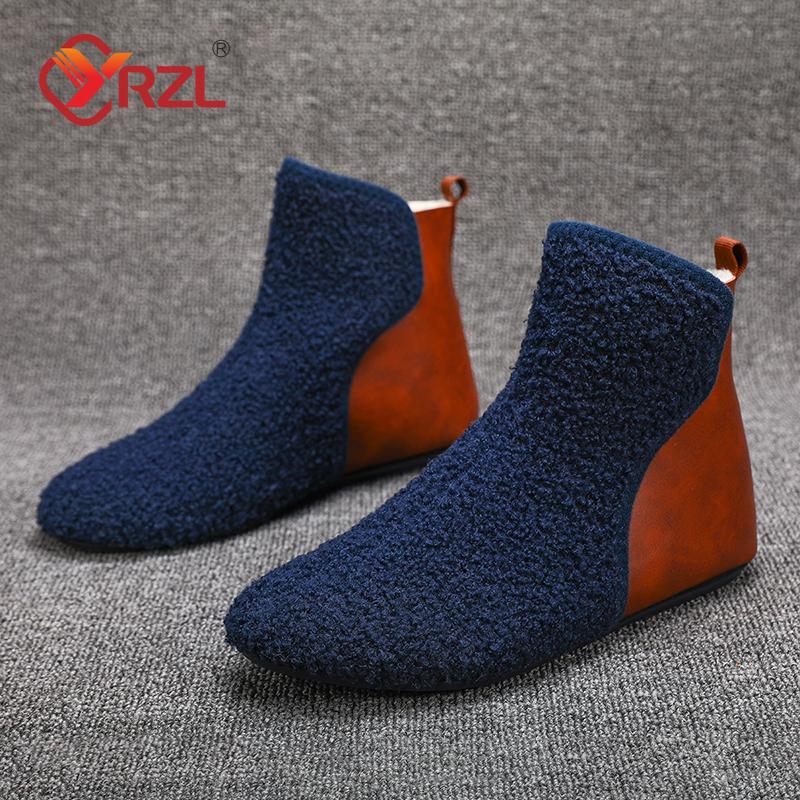 Yrzl Winter Cotton Shoes Men High Top Warm Slip On Lightweight Slippers Men Plush Indoor Cotton Loafers Men Winter Warm Shoes