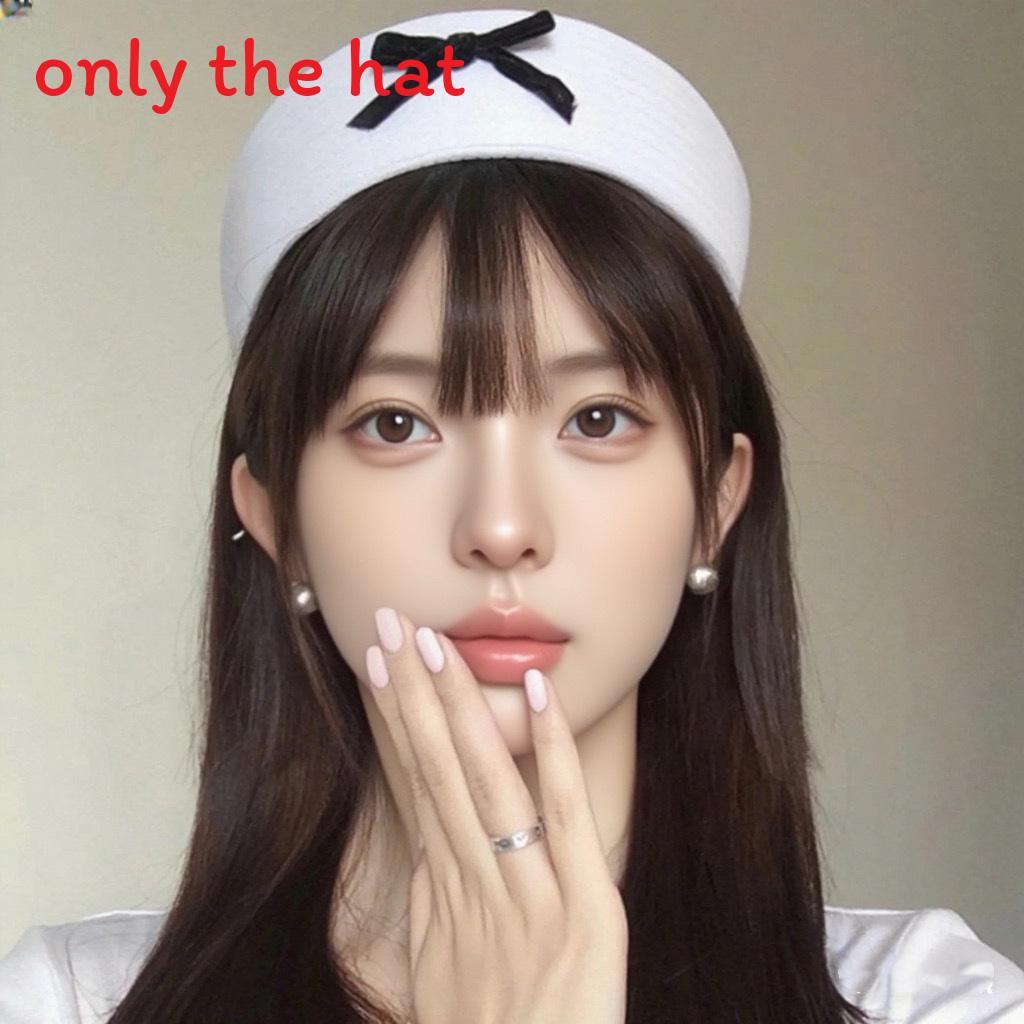 

Jk Style Pink Sailor Hat With Solid Color And Bow Decoration For Girls In Spring And Fall білий