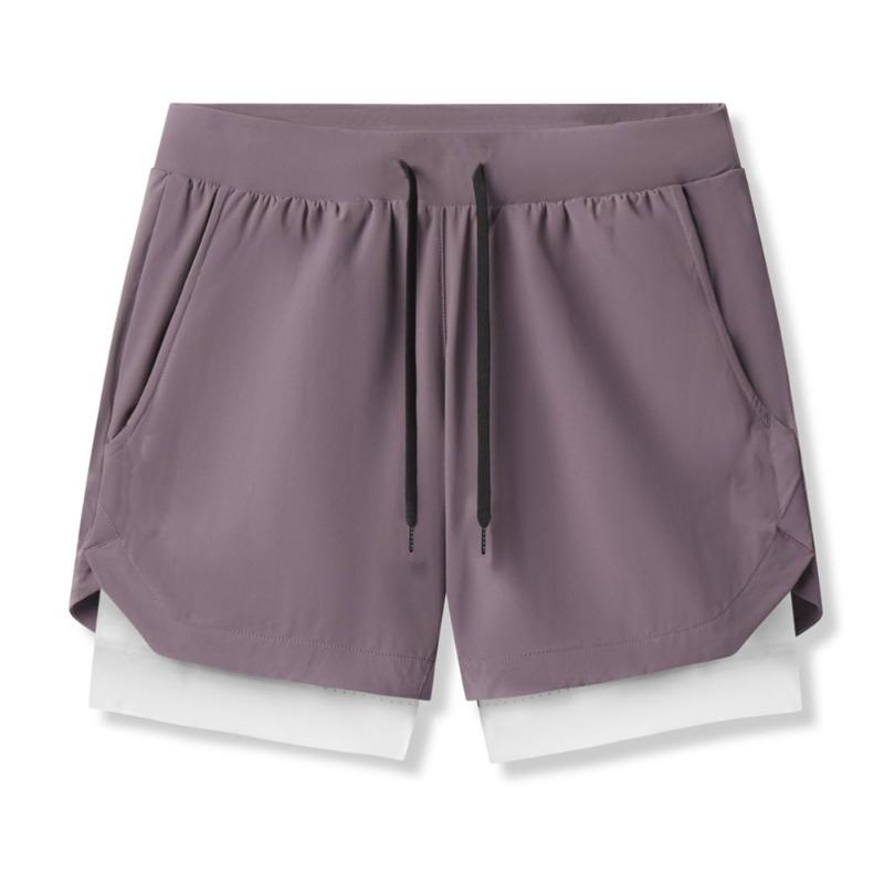 Herren 2-in-1 Kompressionsshorts Elastischer Bund Mit Handytasche Fitnessbekleidung