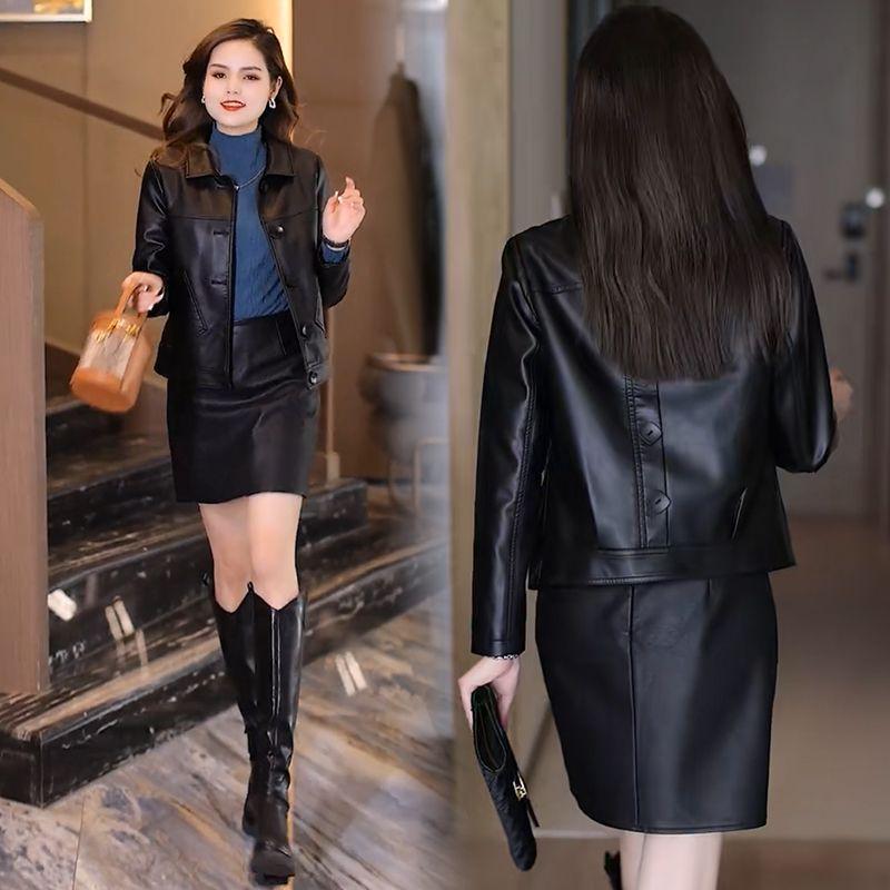 

Флисовое утепленное короткое пальто кожаная куртка женская осень и зима новая маленькая кожаная куртка топ искусственный мех 4XL [recommended 160-90kg]