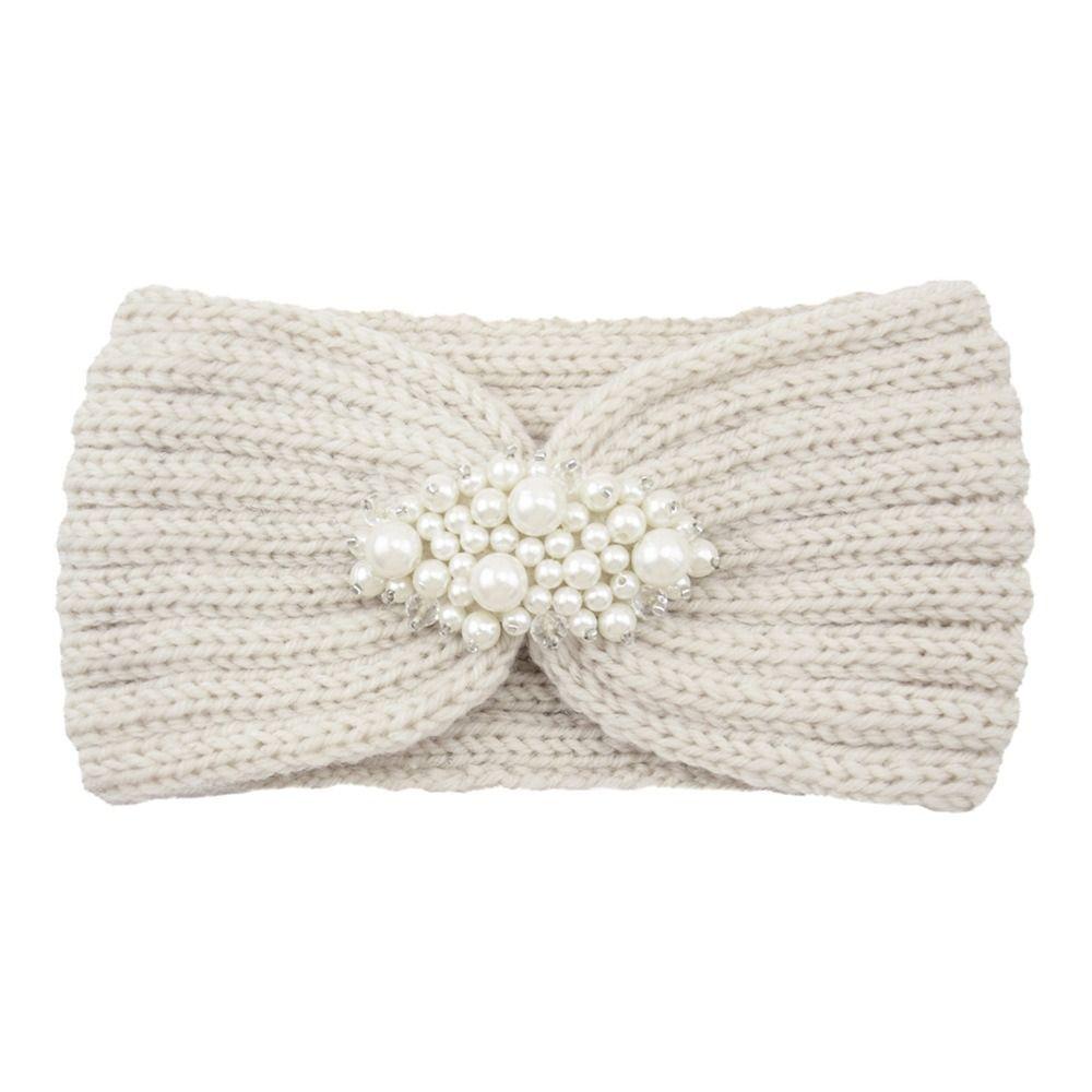 Căști de urechi cu perle Croșetat Tricotat Turban Bandană Lățime Bandă de Păr Benzi de cap Tricotate
