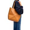 2025 Sac Géométrique Déformé Puzzle Cuir de Vache Pliable Sac fourre-tout Haut de Gamme Grande Capacité Trajet Épaule