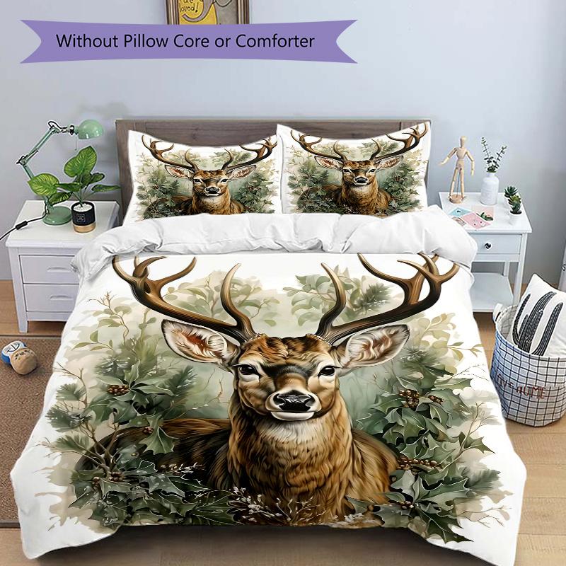 

3pcs Whispers of Winter Bedding Set, Including 1 Quilt Cover and 2 Pillow Shams, Without Filling, Soft and Comfortable Home Bedroom Fabric, 135x200cm