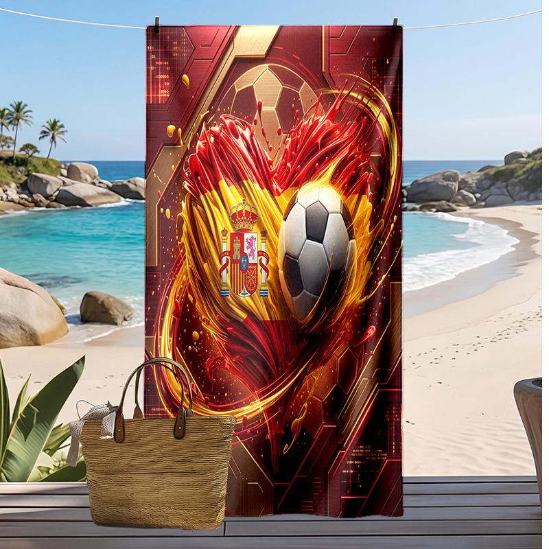 Asciugamano da Spiaggia Stampa Calcio Spagna Asciugatura Rapida Super Assorbente Morbido Asciugamano da Bagno per Nuoto Spiaggia Viaggio Souvenir Regalo