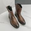 Fashion Stylish Designer Mens Mid-Calf Boots Leisure Cowboy Boots Autumn Winter Ankle Boots Male High Top Shoes Soft Leisure Walk Botas