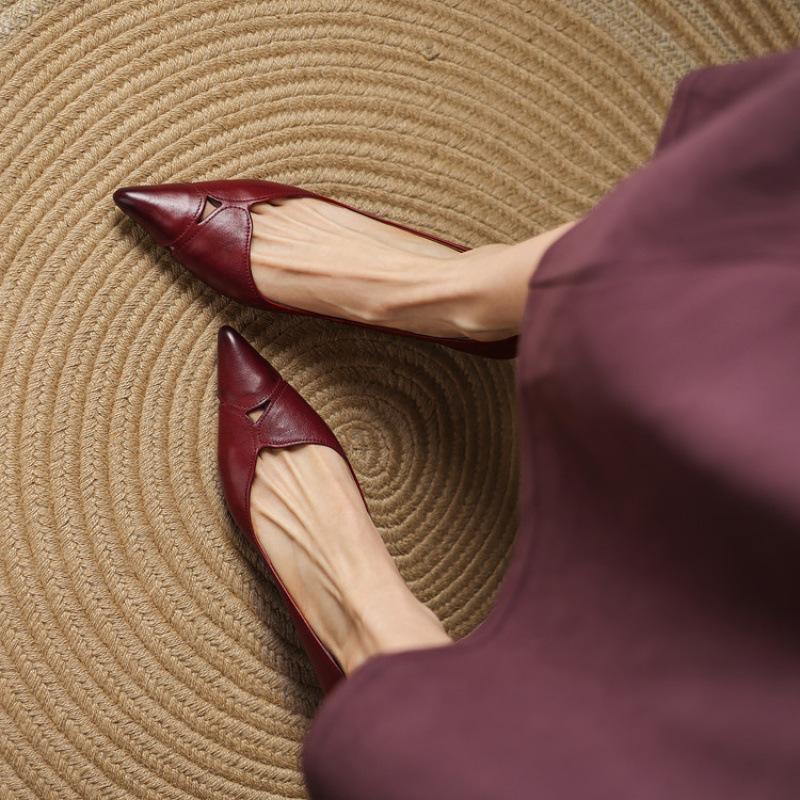 French Retro Stiletto Shoes Spring New Foot Cover Shallow Mouth Commuting Versatile Pointed Four Seasons Temperament Women's Versatile Single Shoes