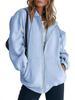 Autumn/Winter Fleece Hooded Cardigan Sweatshirt - Solid Color Zip-Up Sportswear Top