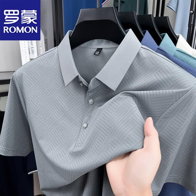 ROMON Men s Summer Short Sleeve Polo T-Shirt XL светло-серый