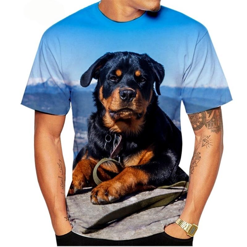 Cute Pet Dog Summer Men's T-Shirt 3D Rottweiler Fashion Print