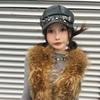 PU Leather Rivet Punk Cap Dark Retro Painter Hat Harajuku Gothic Spike Cap  Headdress