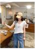 French Slim V-Neck Short-Sleeve White T-Shirt for Women - Summer 2026 New Arrival