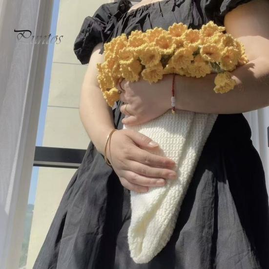 Blomfilt Virkningssats Rose Bukett Filt Gör-det-själv-kit Virkad Bukett Slängfilt Hantverksset för Mors Dag Present Hem Soffa Soffinredning