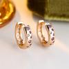 Small Round Stone Rainbow Zircon Hoop Earrings For Women Men Vintage Gold Color Ear Buckle Wedding Jewelry Engagement Party Gift