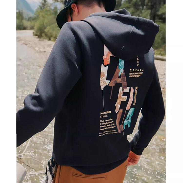 FILA Fw22 Embroidered Logo Back Print Casual Sweatshirt Men sweatshirt Black F11M248208FBK