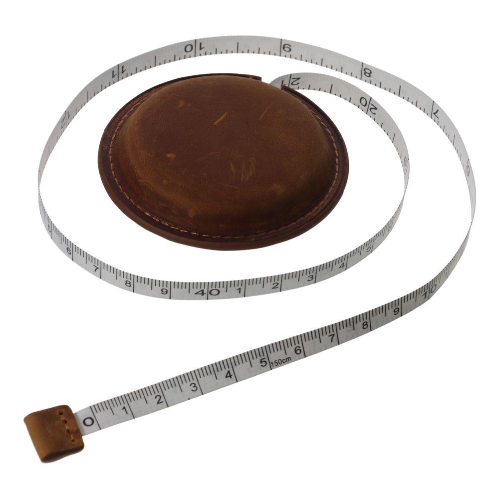 Round Retro Leather Retractable Measuring Tape  For Handicrafts