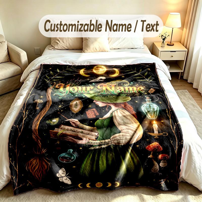 Forest Nature Theme Custom Blanket Personalized Name & Text Customized Soft Warm Throw Blanket Home Decor