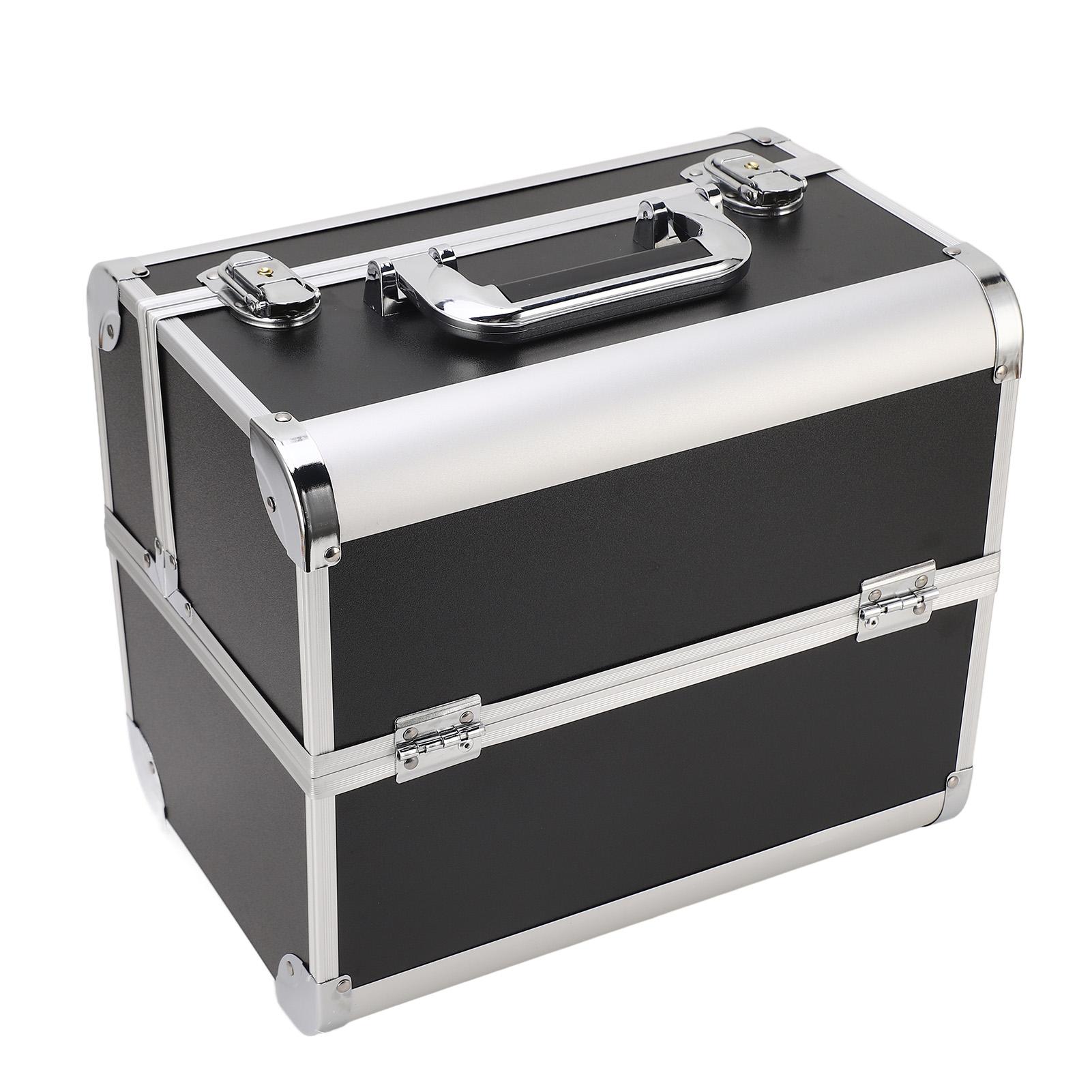 

Портативный футляр для косметики, многослойный, большой, вместительный, для косметики, парикмахерского искусства, нейл-арта чёрный