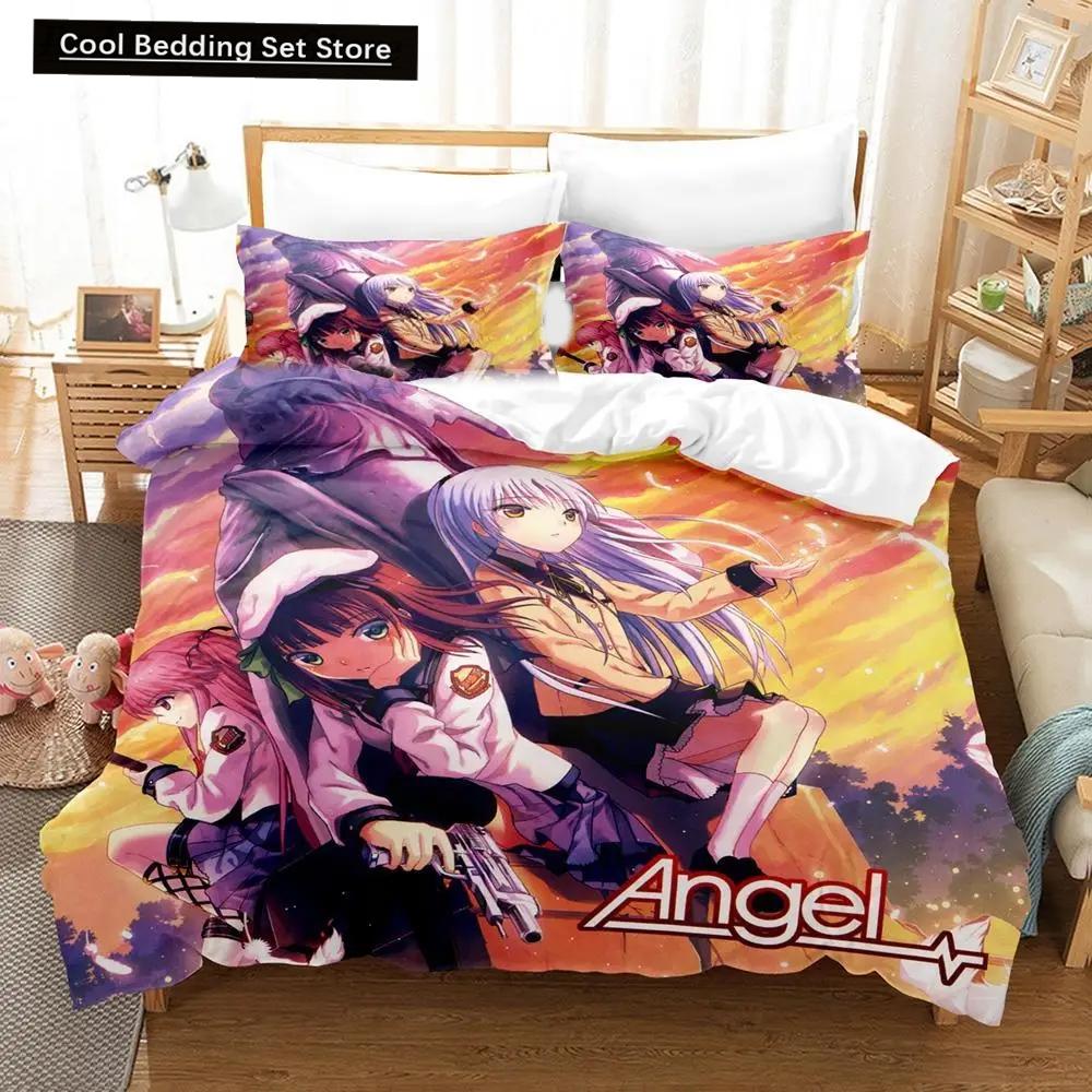 3D-Druck Anime Angel Beats Bettwäsche-Set Bettbezug Bettset Bettbezug Kissenbezug Bettdecke King Queen Size Jungen Erwachsene Bettwäsche