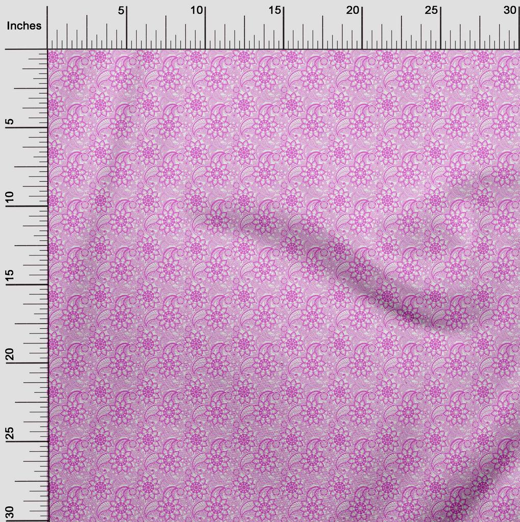 oneOone Baumwoll-Flex-Stoff in Fuchsia-Pink mit asiatischem Paisley-Muster, Stoff zum Nähen, pro Meter, bedruckt, DIY-Kleidung, Nähzubehör, 40 Zoll