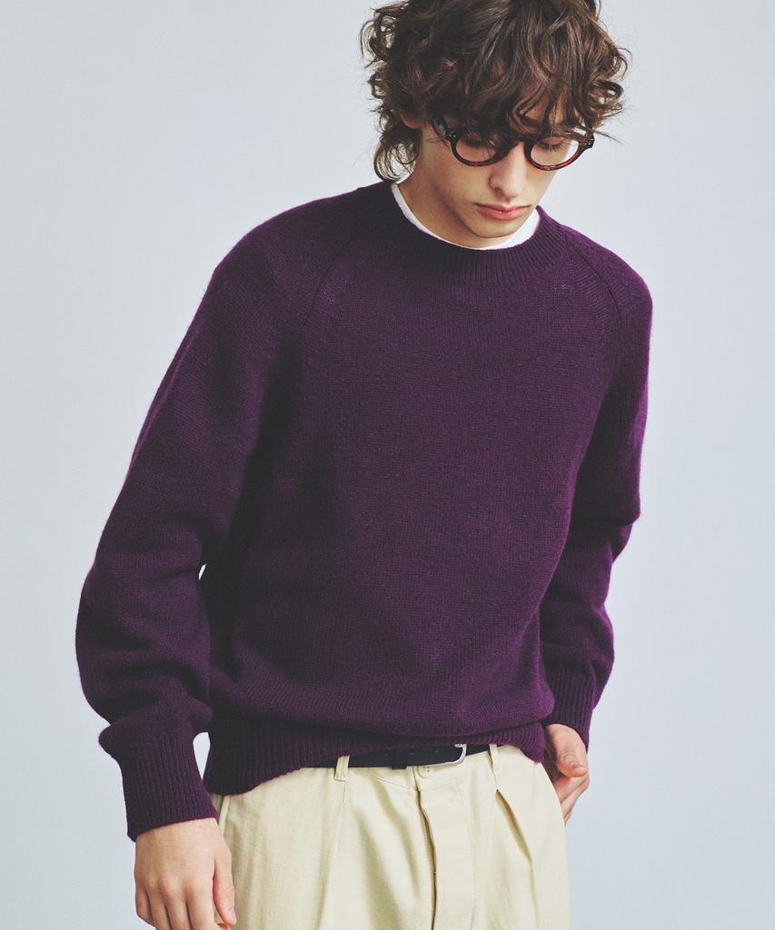 KNITTED Shaggy Dog 100% Wool Round Knit Purple