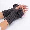 Fashion Accessory Thick Warm Bowknot Knitted Gloves Soft Keep Warm Fingerless Mittens Elastic Half Finger Gloves Winter