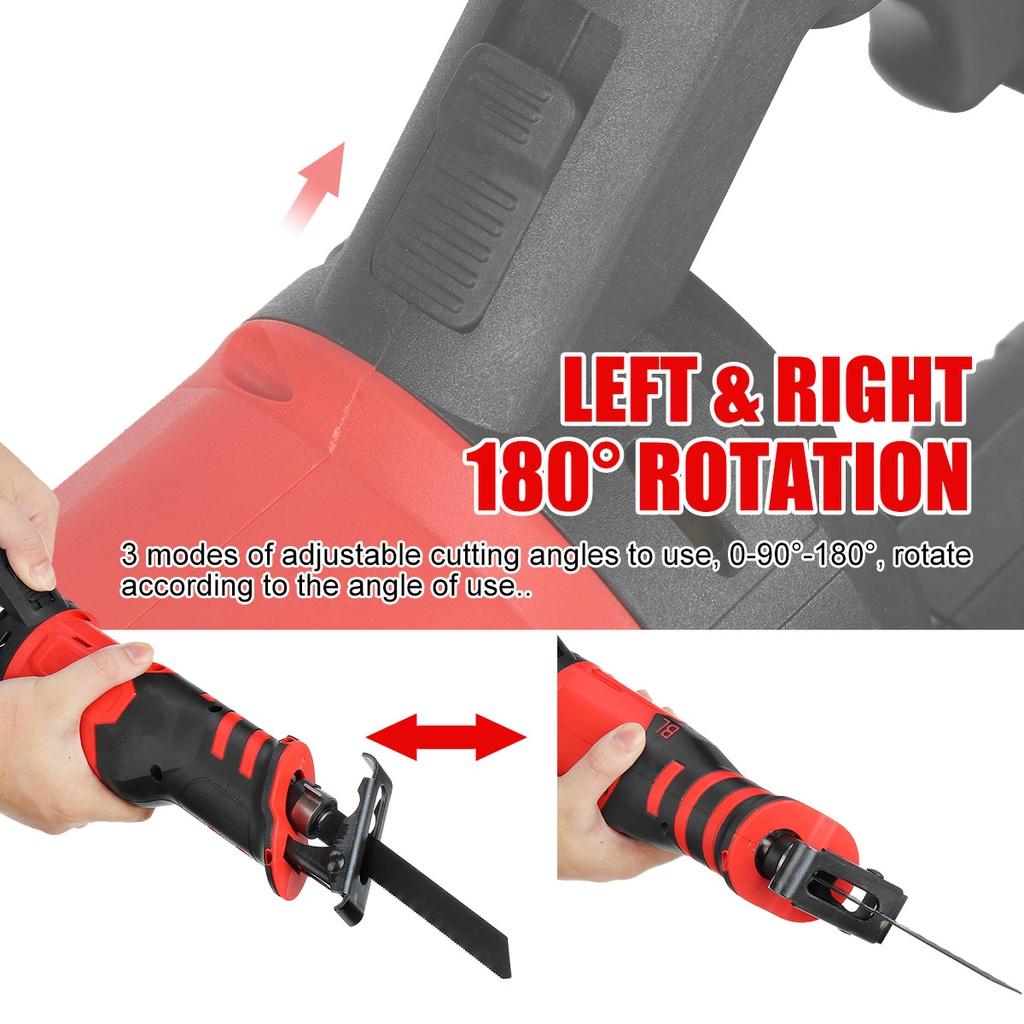 3000W Brushless Electric Reciprocating Saw 388VF Adjustable Three Orientations Modes Cutting Saw Portable Cordless Power Tools