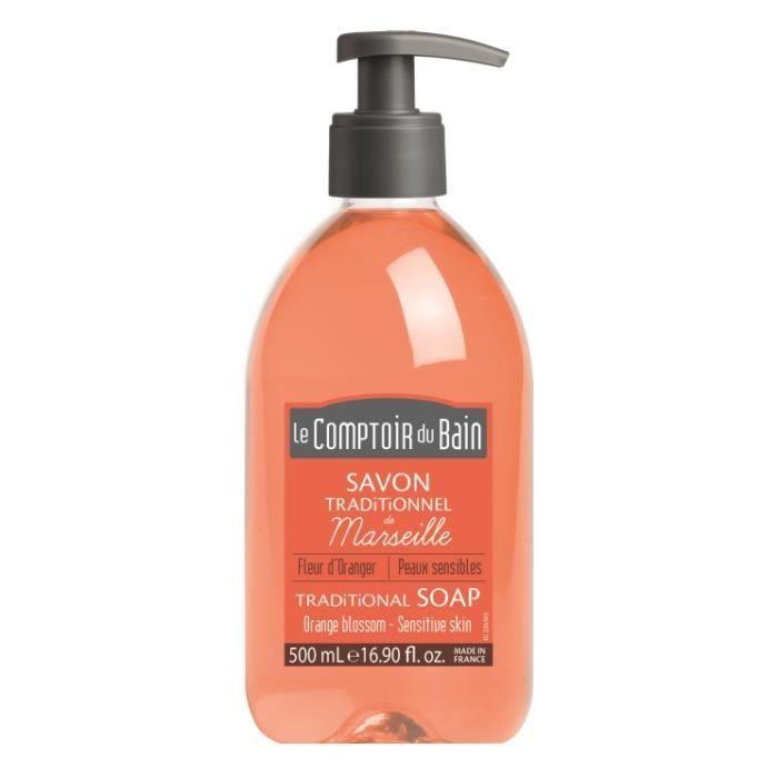 Savon - LE COMPTOIR DU BAIN - Fleur d'Oranger - 500ml - Flacon - Traditionnel de Marseille