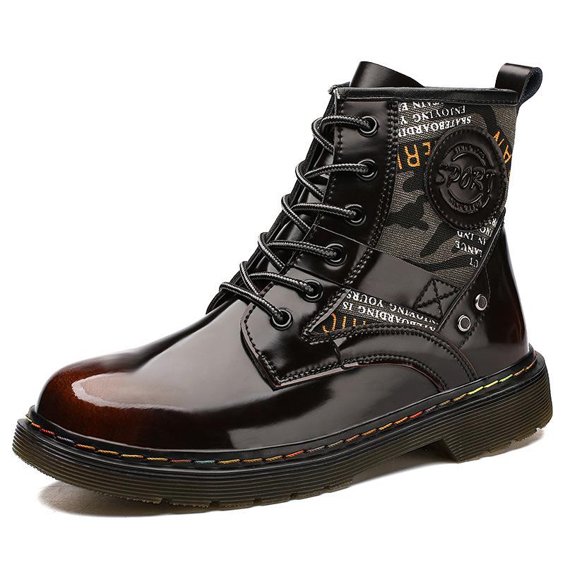 

Martin Boots Men s High-top Leather Boots British Thick-soled Velvet Warm Models 2020 Autumn and Winter New Boots Men s Boots Large Size 42